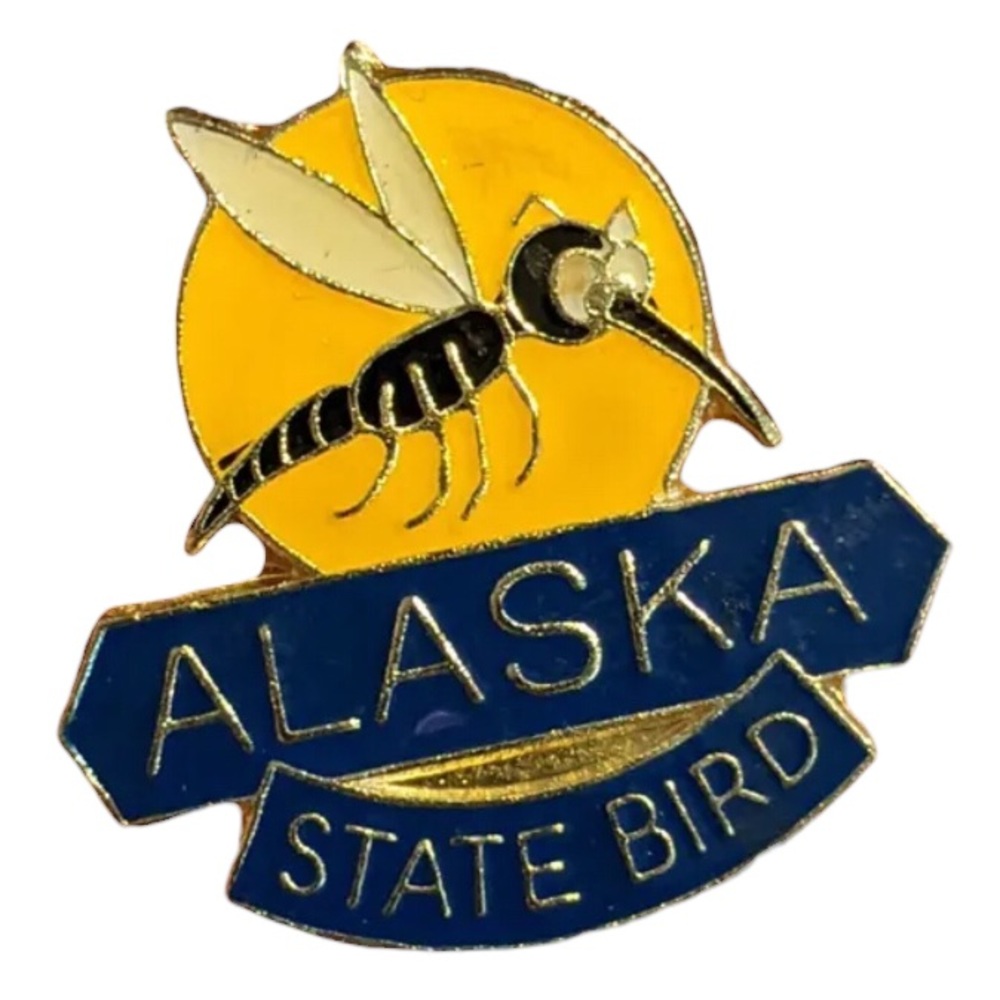 Alaska State Bird Mosquitoe Pin Funny Souvenir Travel Hat Lapel Pin Tour Guide